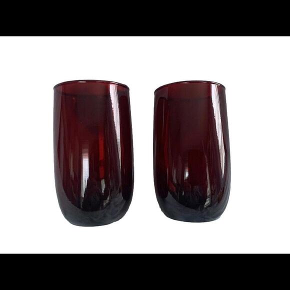 Anchor Hocking 1940's Lot of 2 Ruby Red Depression Glass 8 Ounce Juice Tumbler - Picture 2 of 10